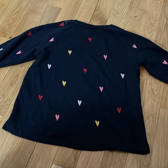 Lou & Grey Soft Gray Pullover Sweater Embroidered Hesrts size S - Picture 4 of 6